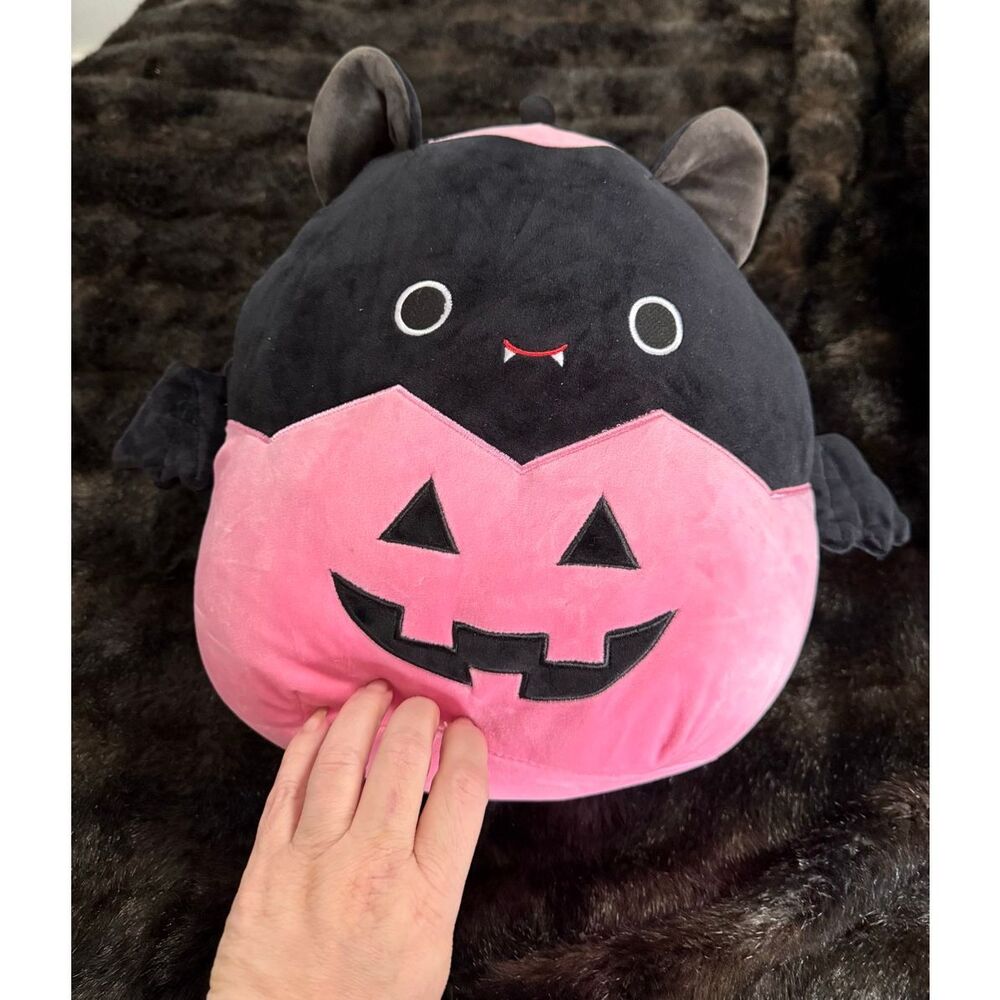 Squishmallows Halloween Emily the Bat in Pink‎ Pumpkin Jack-O-Lantern 12" NWT